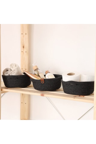 3 paniers de rangement - 20 x 20 x 8 cm - Noir