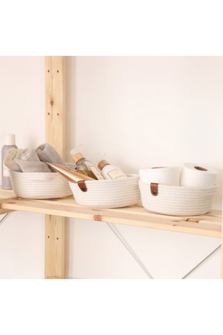 3 paniers de rangement - 20 x 20 x 8 cm - Blanc