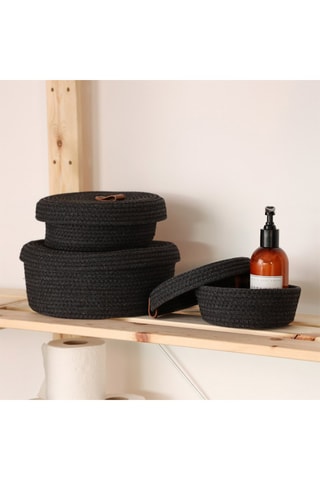 3 paniers de rangement - 15/20/25 cm - Noir
