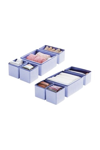 4 paniers de rangement - Bleu marine et blanc