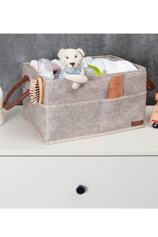 Panier de rangement - 33 x 20 x 18 cm - Beige chiné