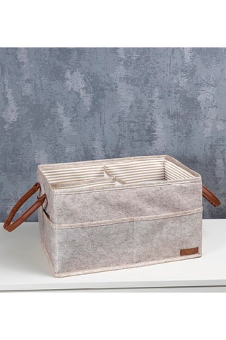 Panier de rangement - 33 x 20 x 18 cm - Beige chiné