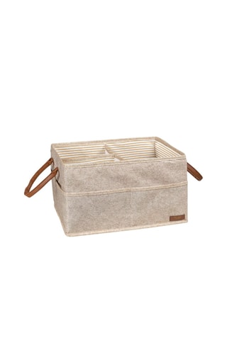 Panier de rangement - 33 x 20 x 18 cm - Beige chiné