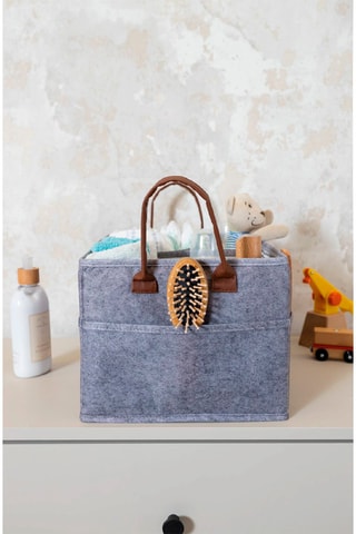 Panier de rangement - 33 x 20 x 18 cm - Gris chiné