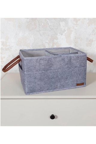 Panier de rangement - 33 x 20 x 18 cm - Gris chiné