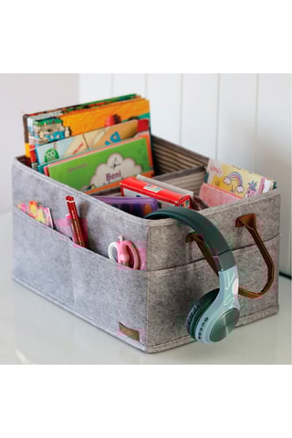 Panier de rangement - 33 x 20 x 18 cm - Gris chiné