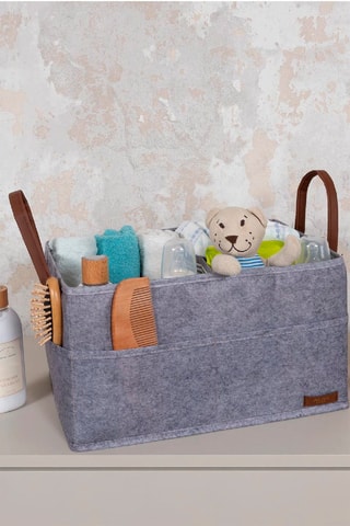 Panier de rangement - 33 x 20 x 18 cm - Gris chiné