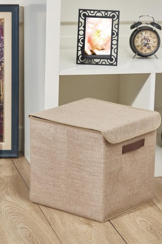 Cube de rangement - 30 x 30 x 30 cm - Beige et marron foncé