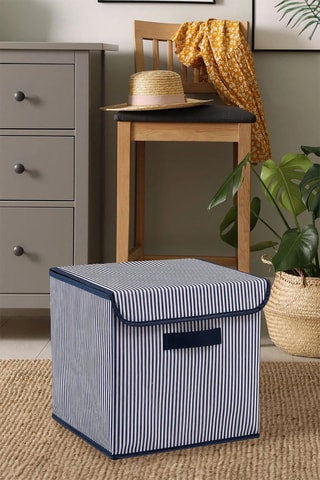 Cube de rangement - 30 x 30 x 30 cm - Bleu marine et blanc