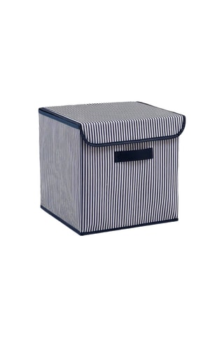 Cube de rangement - 30 x 30 x 30 cm - Bleu marine et blanc