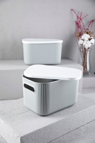 Boîte de rangement en acier inoxydable Gris - 27 x 16 x 18 cm