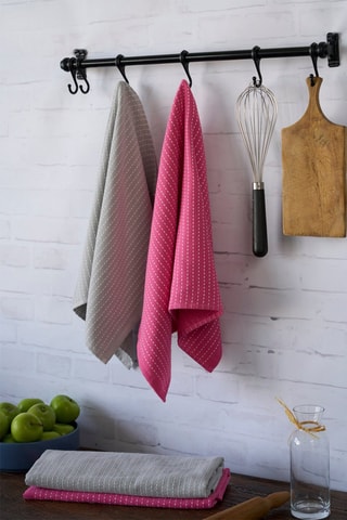 4 torchons - Gris et rose