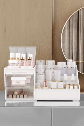 Organiseur de maquillage - Blanc et transparent