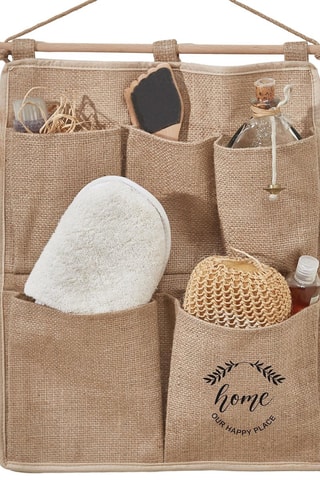 Organiseur mural en jute - 45 x 35 cm - Marron clair