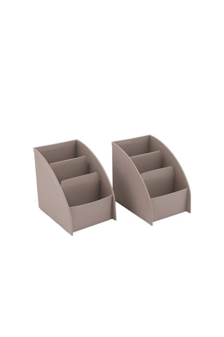 Organisateur de maquillage en plastique sans BPA - 9 x 12 x 13 cm - Beige