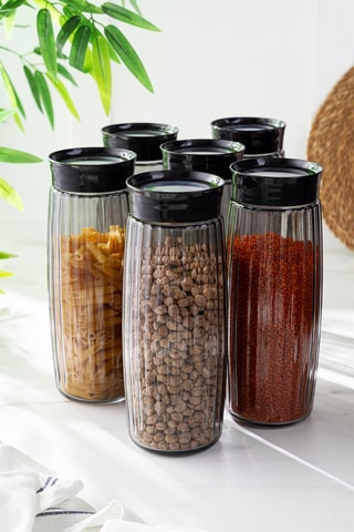 6 pots à épices en verre 1,6 l