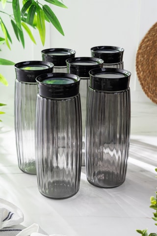 6 pots à épices en verre 1,6 l