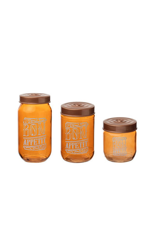 3 bocaux avec couvercle - 42,5, 66/100 cl