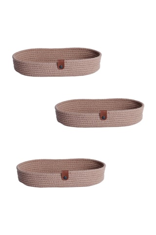 3 corbeilles à pain - 12 x 22 x 5 cm - Beige et marron