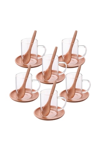 Service à thé en verre borosilicate et bois 6 personnes