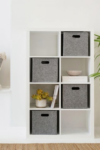 4 paniers de rangement - 30 x 30 x 30 cm - Gris