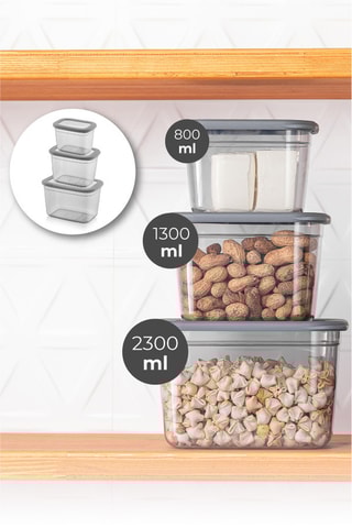 3 boîtes de conservation - 800, 1300 et 2300 ml