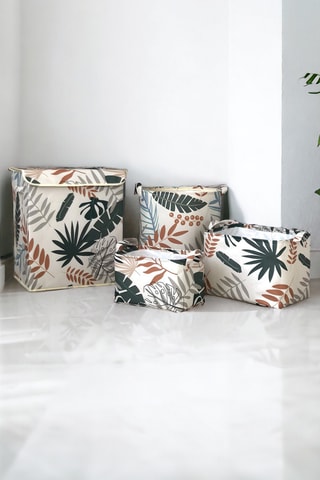 4 paniers de rangement - 30, 37, 40 cm - Ecru et vert