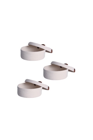 3 paniers de rangement - 25 x 25 x 11 cm - Ecru