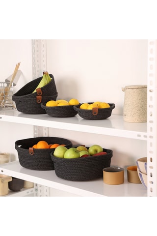 6 paniers de rangement - 15, 20 et 25 cm - Noir