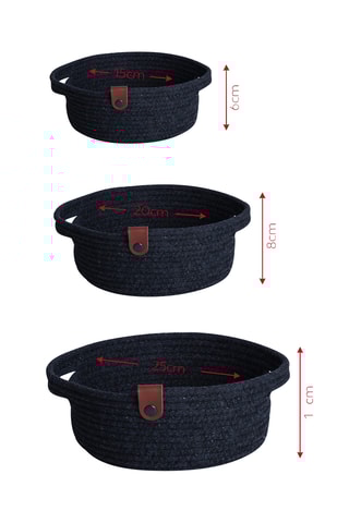 6 paniers de rangement - 15, 20 et 25 cm - Noir
