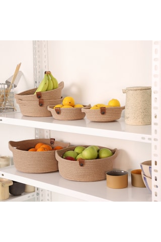 6 paniers de rangement - 15, 20 et 25 cm - Beige