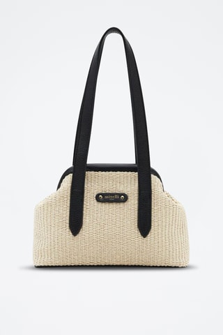 Sac porté épaule en cuir Anice - Ecru et noir