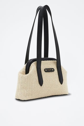 Sac porté épaule en cuir Anice - Ecru et noir