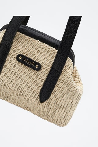 Sac porté épaule en cuir Anice - Ecru et noir