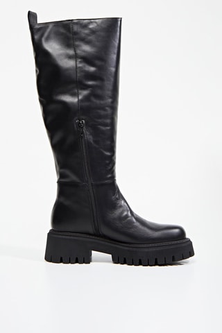 Bottes plateformes en cuir de veau - Noir