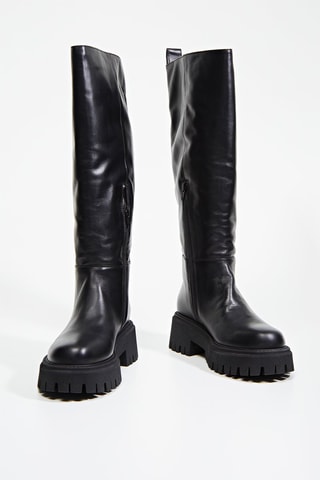 Bottes plateformes en cuir de veau - Noir