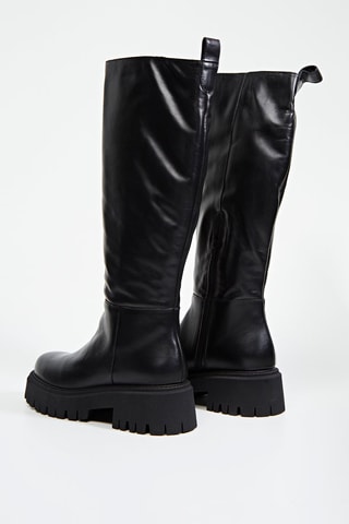 Bottes plateformes en cuir de veau - Noir