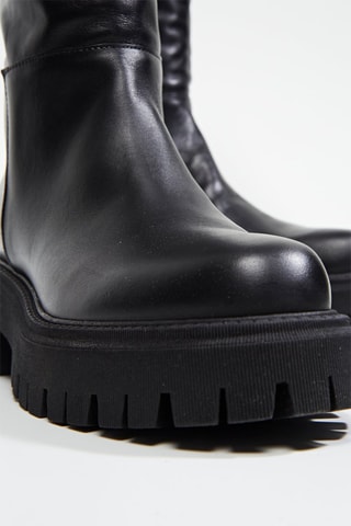 Bottes plateformes en cuir de veau - Noir