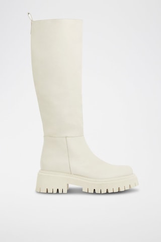 Bottes plateformes en cuir de veau - Ecru