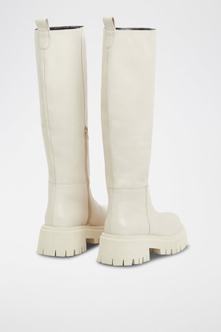 Bottes plateformes en cuir de veau - Ecru