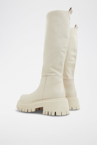 Bottes plateformes en cuir de veau - Ecru