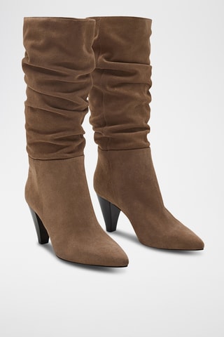 Bottes en cuir de veau Farrah - Marron