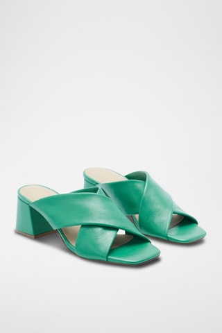 Mules à talons en cuir Kolyana - Turquoise