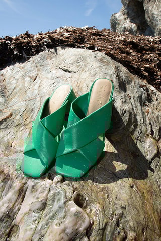 Mules à talons en cuir Kolyana - Turquoise
