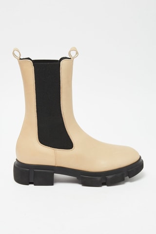 Bottines Chelsea en cuir de veau - Beige