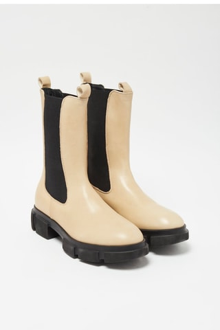 Bottines Chelsea en cuir de veau - Beige