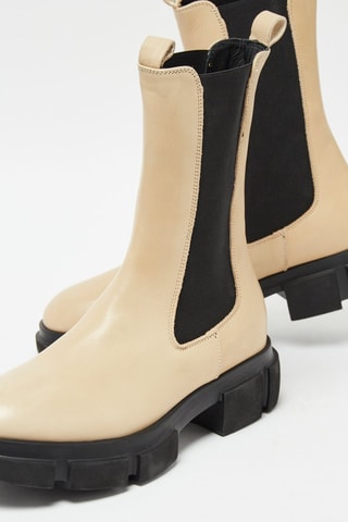 Bottines Chelsea en cuir de veau - Beige