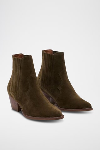 Bottines Chelsea en cuir de veau nubuck Elsie - Kaki