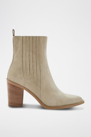 Bottines en cuir de veau nubuck  Liama - Ecru