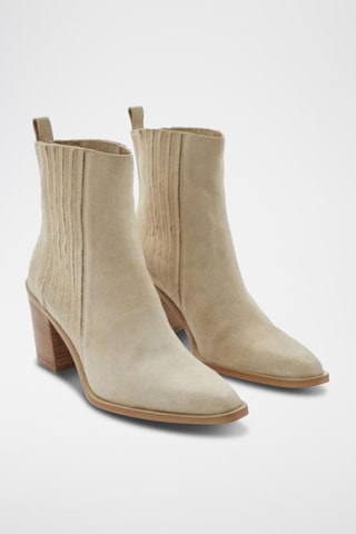 Bottines en cuir de veau nubuck  Liama - Ecru